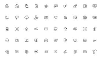 digital negocio lineal íconos colección.conjunto de Delgado línea web icono colocar, sencillo contorno íconos recopilación, píxel Perfecto iconos, vector