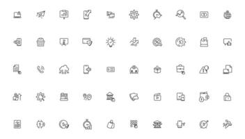 Digital business linear icons collection.Set of thin line web icon set, simple outline icons collection, Pixel Perfect icons, vector