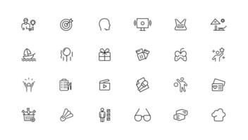 Hobby and recreation linear icons collection.Set of thin line web icon set, simple outline icons collection, Pixel Perfect icons, vector