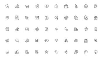 digital negocio lineal íconos colección.conjunto de Delgado línea web icono colocar, sencillo contorno íconos recopilación, píxel Perfecto iconos, vector