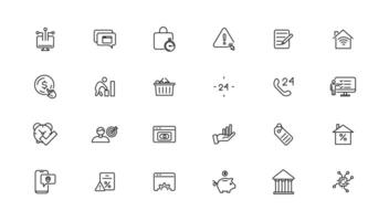 Digital business linear icons collection.Set of thin line web icon set, simple outline icons collection, Pixel Perfect icons, vector