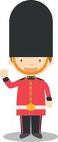 Character from England. Royal Guard boy dressed in the traditional way Illustration. Kids of the World Collection. vector