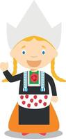 Character from Holland or Netherlands dressed in the traditional way Illustration. Kids of the World Collection. vector