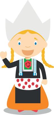 Character from Holland or Netherlands dressed in the traditional way Illustration. Kids of the World Collection.