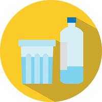 Icon of a bottle and a glass of water in flat style. illustration. vector