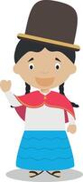 Character from Bolivia dressed in the traditional way Illustration. Kids of the World Collection. vector