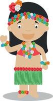 Character from Hawaii dressed in the traditional way Illustration. Kids of the World Collection. vector