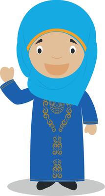 Character from Bahrain dressed in the traditional way Illustration. Kids of the World Collection.
