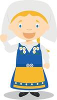 Character from Sweden dressed in the traditional way Illustration. Kids of the World Collection. vector