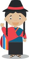 Character from Ecuador dressed in the traditional way Illustration. Kids of the World Collection. vector