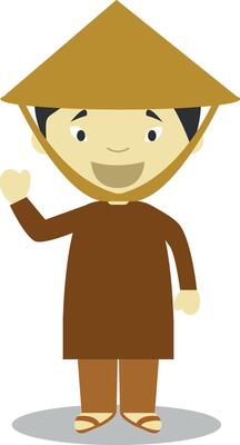 Character from Vietnam dressed in the traditional way Illustration. Kids of the World Collection.