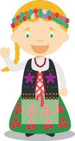 personaje desde Polonia vestido en el tradicional camino ilustración. niños de el mundo recopilación. vector