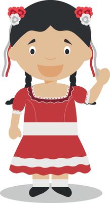 Character from Chile dressed in the traditional way Illustration. Kids of the World Collection.