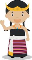 Character from East Timor dressed in the traditional way Illustration. Kids of the World Collection. vector