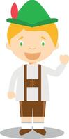 Character from Germany dressed in the traditional Bavarian way. Illustration. Kids of the World Collection. vector