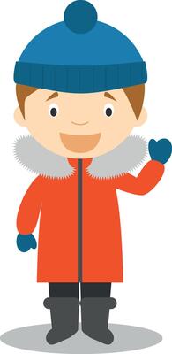 Character from South Pole, Arctic or Antarctica dressed in the traditional way Illustration. Kids of the World Collection.