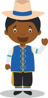 Character from Barbados dressed in the traditional way Illustration. Kids of the World Collection. vector