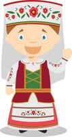 Character from Belarus dressed in the traditional way Illustration. Kids of the World Collection. vector