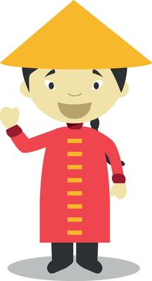 Character from China dressed in the traditional way Illustration. Kids of the World Collection.