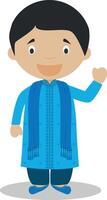 Character from Bangladesh dressed in the traditional way Illustration. Kids of the World Collection. vector