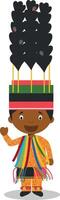 personaje desde Santo kitts y nevis vestido en el tradicional camino para carnaval. ilustración. niños de el mundo recopilación. vector