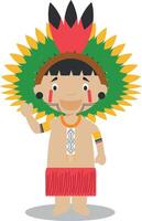 Character from Amazon Region in Brazil and Venezuela dressed in the traditional way Illustration. Kids of the World Collection. vector