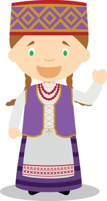 Character from Lithuania dressed in the traditional way Illustration. Kids of the World Collection.