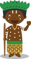 personaje desde congo vestido en el tradicional camino ilustración. niños de el mundo recopilación. vector