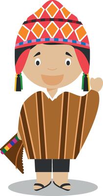 Character from Peru dressed in the traditional way Illustration. Kids of the World Collection.