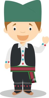 Character from Serbia dressed in the traditional way Illustration. Kids of the World Collection.