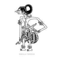 personaje de indonesio sombra marioneta . Wayang nakula o sadewa ilustración vector