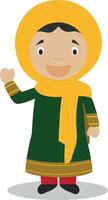 Character from Afghanistan dressed in the traditional way Illustration. Kids of the World Collection. vector