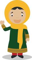 Character from Afghanistan dressed in the traditional way Illustration. Kids of the World Collection. vector