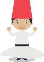 Character from Turkey. Whirling Dervishes dressed in the traditional way Illustration. Kids of the World Collection. vector