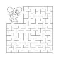 educational maze game for preschool children. Puzzle. Coloring book for children. Outline of a mouse. vector