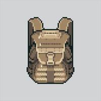 Pixel art illustration Military Backpack. Pixelated Backpack. Military Backpack War pixelated for the pixel art game and icon for website and game. old school retro. vector