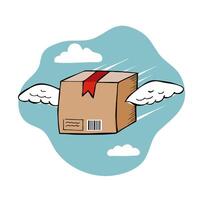Delivery service. Flying on the wings of the parcel. vector