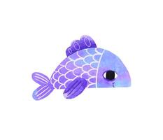 Set of blue and purple fish in cartoon style with big eyes. Idea vector