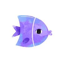 Set of blue and purple fish in cartoon style with big eyes. Idea vector