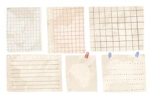 Paper templates for notes. Sheets of paper. Illustration of note vector