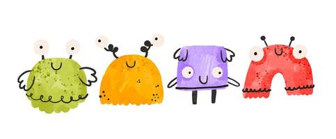 Set of colored monsters. Illustration for Halloween. Cartoon mon vector