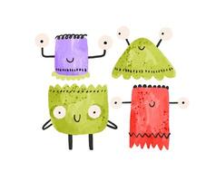 Set of colored monsters. Illustration for Halloween. Cartoon mon vector