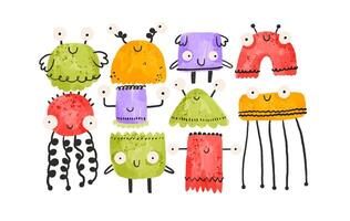 Set of colored monsters. Illustration for Halloween. Cartoon mon vector