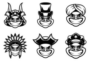 Pig Heads Bundle Outline Version vector