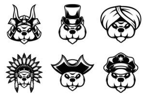 Bear Heads Bundle Outline Version vector