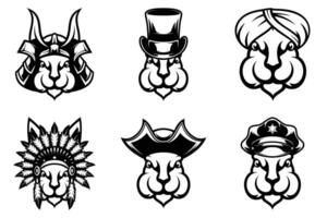 Rabbit Heads Bundle Outline Version vector