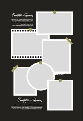 Pictures or photos frame collage. comics page grid layout abstract photo frames and digital photo wall template