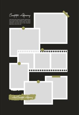 Pictures or photos frame collage. comics page grid layout abstract photo frames and digital photo wall template