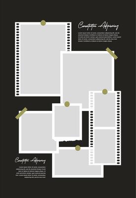 Pictures or photos frame collage. comics page grid layout abstract photo frames and digital photo wall template