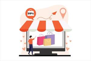 Online Shopping Flat Illustration Design vector